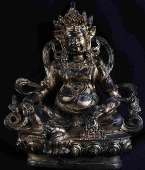 BRONZE STATUETTE OF BUDDHIST WEALTH DEITY JAMBHALA