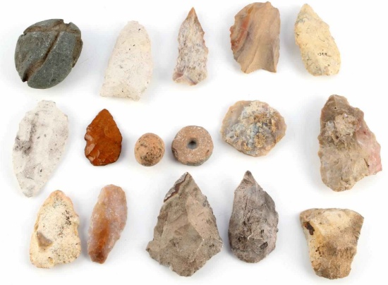 16 FLORIDA NATIVE AMERICAN STONE ARROWHEADS TOOLS