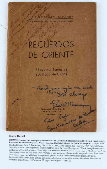 RECUERDOS DE ORIENTE SIGNED BY ERNEST HEMINGWAY