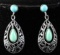 VERONICA DINE TURQUOISE STERLING FLORAL EARRINGS