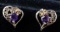 14K YELLOW GOLD AND AMETHYST HEART EARRINGS