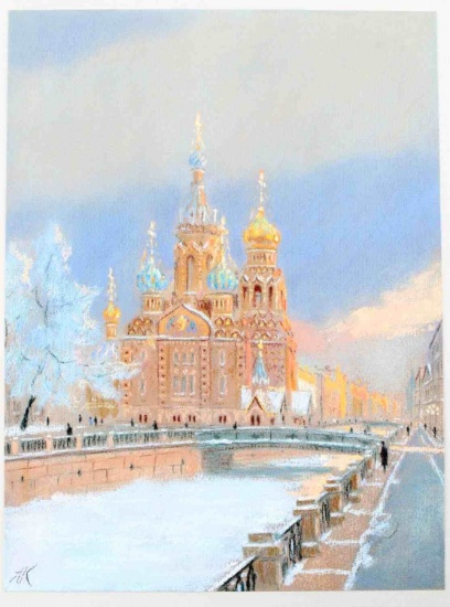 2 ORIGINAL PASTEL ST PETERSBURG RUSSIA LANDMARKS