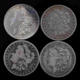 LOT OF 4 SILVER MORGAN DOLLARS 1884 - 1896