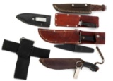 LOT OF 5 FIXED BLADE KNIVES WITH SHEATH KNIFE