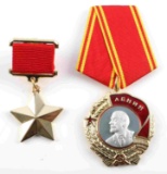 USSR HERO OF SOVIET UNION AND ORDER OF LENIN BADGE