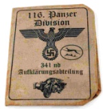 GERMAN WWII AUSWEIS MILITARY BIKER PANZER DIVISION
