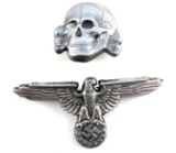 WWII GERMAN SS EAGLE AND SKULL VISOR INSIGNIA SET