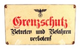 WWII GERMAN NSDAP GRENZSCHUTZ STREET SIGN