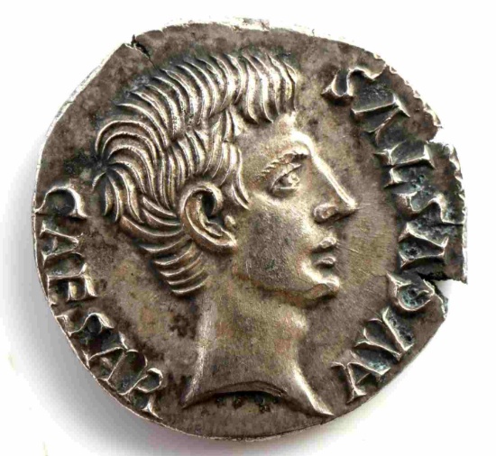 AUGUSTUS CEASAR SILVER AR DENARIUS IN EF-AU