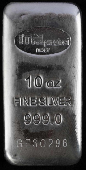 10 TROY OZ BULLION BAR OF 999 FINE SILVER