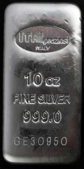 10 TROY OZ BULLION BAR OF 999 FINE SILVER