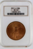 1911 S $20 ST GAUDENS 1 OZ GOLD COIN MS63 NCG