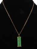 CHINESE 14K YELLOW GOLD AND JADE GOOD LUCK AMULET