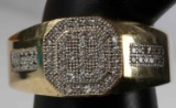 51 PAVE SET DIAMOND AND 10K YELLOW GOLD MENS RING
