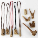 10 HAND MADE DEER ANTLER WHISTLE LOT 2 TO 8 INCHES