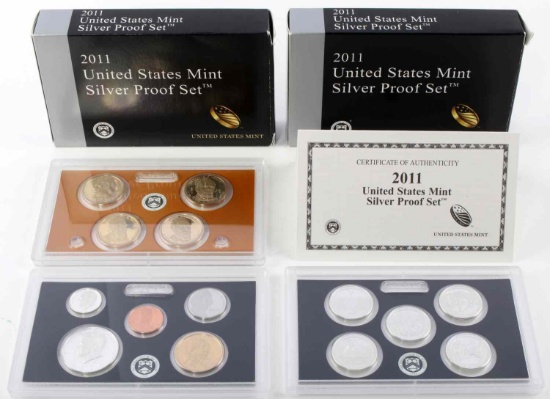 LOT OF 2 U.S. MINT SILVER PROOF COIN SETS 2011