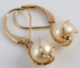 14KT GOLD AND PEARL DROP EARRINGS