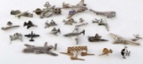 LOT OF 18 AIR FORCE STERLING SILVER PLANE PINS