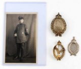 LOT OF 4 IMPERIAL GERMAN SILVER BADGES AND PICTURE
