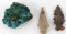 FLORIDA FOUND ARROWHEAD POINTS & CHRYSOCOLLA