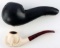 HAND CARVED MEERSCHAUM PIPE WITH LEATHER CASE