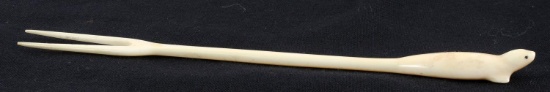 ANTIQUE NATIVE AMERICAN INUIT IVORY SEAL FORK