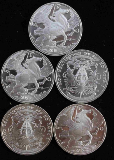 5 PEGASUS 1 TROY OUNCE .999 FINE SILVER ROUND
