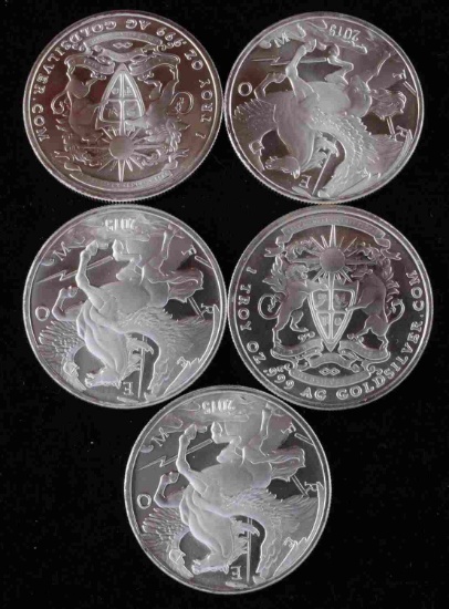 5 PEGASUS 1 TROY OUNCE .999 FINE SILVER ROUND