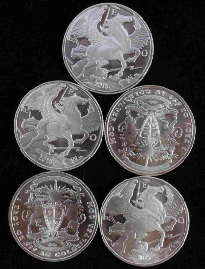 5 PEGASUS 1 TROY OUNCE .999 FINE SILVER ROUND