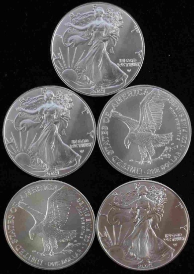 6  1 TROY OZ AMERICAN EAGLE SILVER DOLLAR COINS