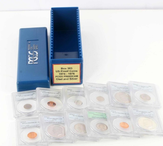 LOT OF 12 1974 TO 1976 PR69 DCAM PCGS COINS