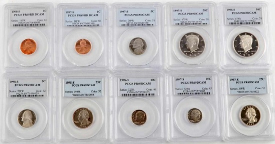 1997-S 1998-S PCGS PR69DCAM 5 COIN PROOF SETS