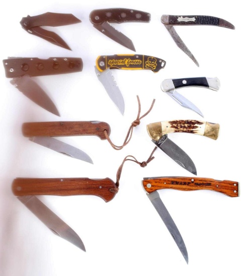 ASSORTED BRAND FOLDING POCKET KNIFE LOT OF 10