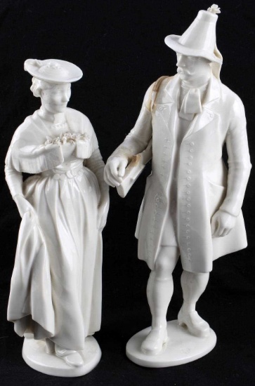 NYMPHENBURG 831 832 FIGURINES WOMAN & HUNTER