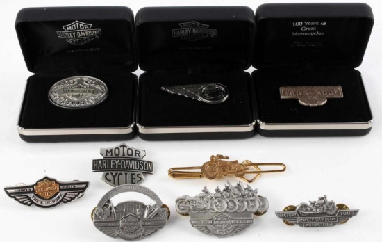 LOT OF 9 HARLEY DAVIDSON PINS SILVER STERLING