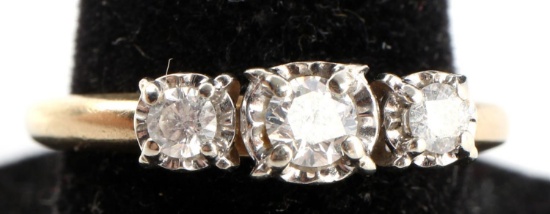 PAST PRESENT & FUTURE YELLOW GOLD AND DIAMOND RING