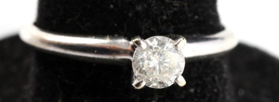14K WHITE GOLD SOLITAIRE DIAMOND ENGAGEMENT RING