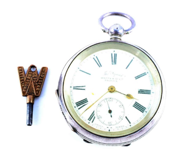WATTS & CO LTD  THE SIGNAL SILVER POCKET WATCH
