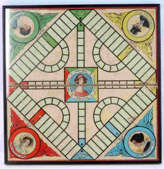 FRAMED VINTAGE POLLYANNA PARKER BROTHERS GAMEBOARD