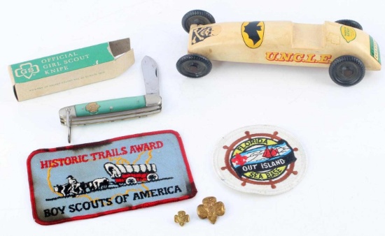 PINEWOOD DERBY CAR GIRL SCOUT KNIFE BSA PATCH LOT