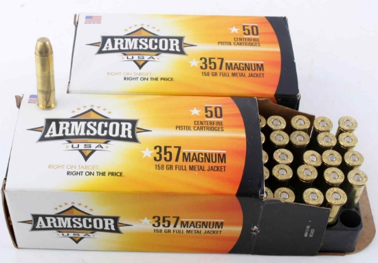 100 ARMSCOR 357 MAGNUM 158 GR FMJ AMMUNITION