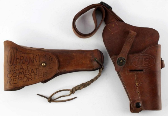 LOT OF 2 WWII U.S. AIR FORCE PISTOL HOLSTERS NAMED