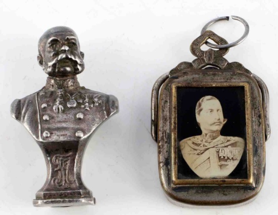 800 SILVER MINIATURE KAISER WILHELM BUST AND STAMP