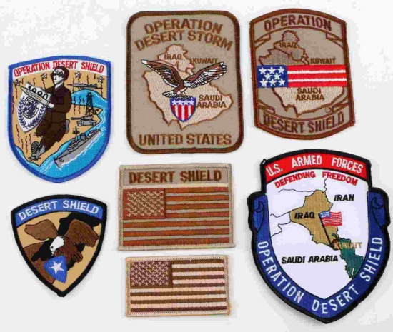 LOT OF 7 DESSERT STORM AND SHIELD PATCHES