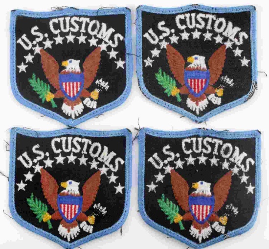 LOT OF 4 ORIGINAL VINTAGE U.S. CUSTOMS PATCHES