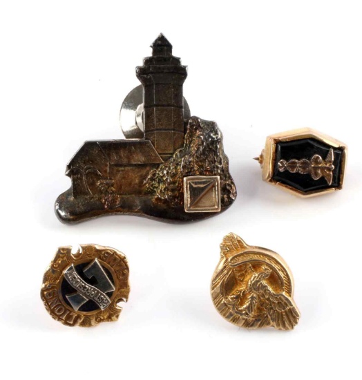 4 ASSORTED GOLD PIN RUPTURED DUCK LIONS CLUB LOT