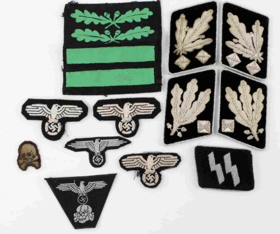 12 WWII GERMAN THIRD REICH SS COLLAR TAB & PATCHES