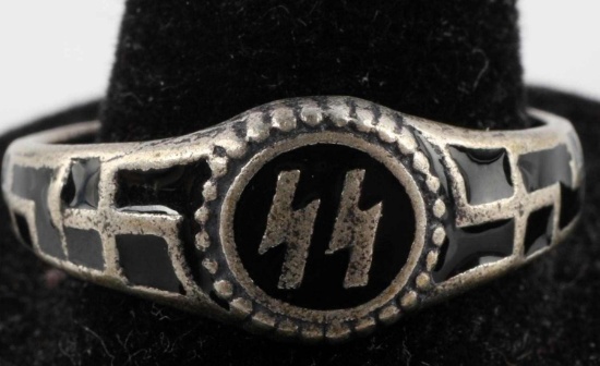 GERMAN WWII THIRD REICH SS RUNES SILVER RING