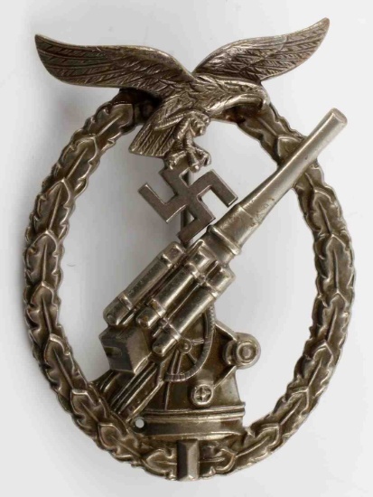 WWII GERMAN LUFTWAFFE FLAK BADGE SILVER TYPE