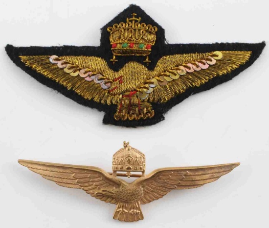 WWII HUNGARIAN PILOT WINGS EMBROIDERED & METAL